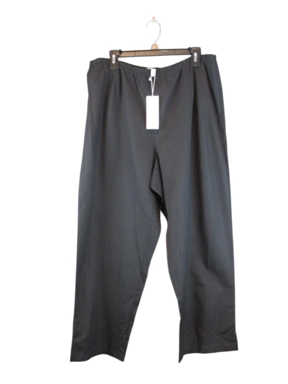 Eileen Fisher Pants Womens 2X Black Organic Cotton Twill Slim Ankle Side Zip New